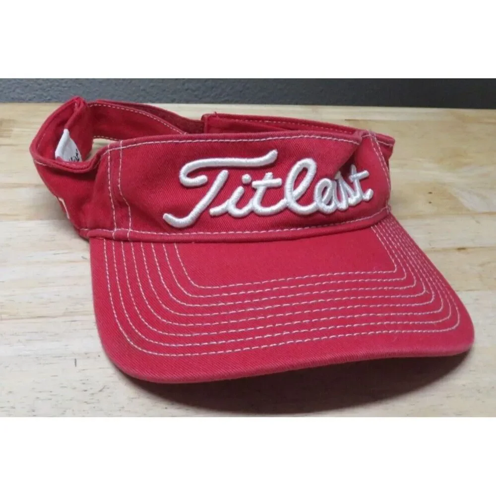 Titleist Pro V1 Red White Sun Visor‎ Strapback Cotton Golf